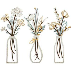 Metal Flower Wall Art Set Rustic Farmhouse Decor for Living Room Bedroom Bathroo